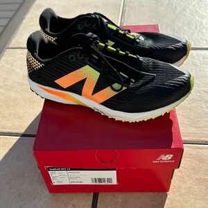 New Balance Black and Neon Orange Athletic cross country spikes